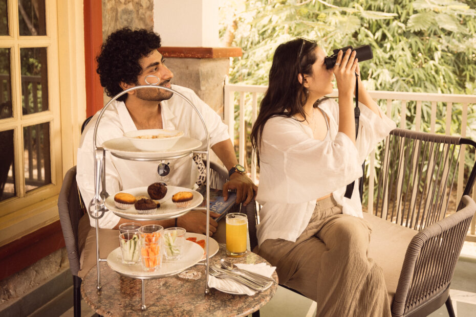 Couple enjoying stay at Neem Sarai Sariska